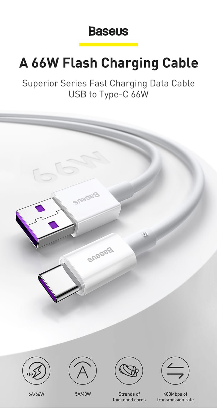 Baseus Cable d'alimentation USB Type-C 66W — YouShop DZ