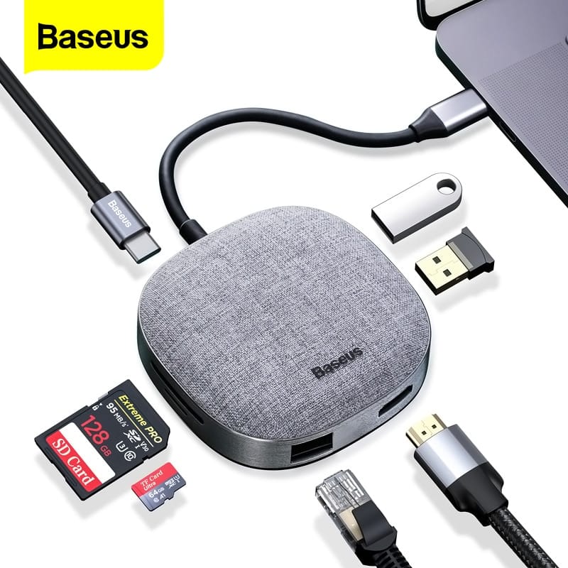 Baseus HUB Type C vers HDMI RJ45 Multi USB 3.0 lecteur de carte Micro SD — YouShop DZ