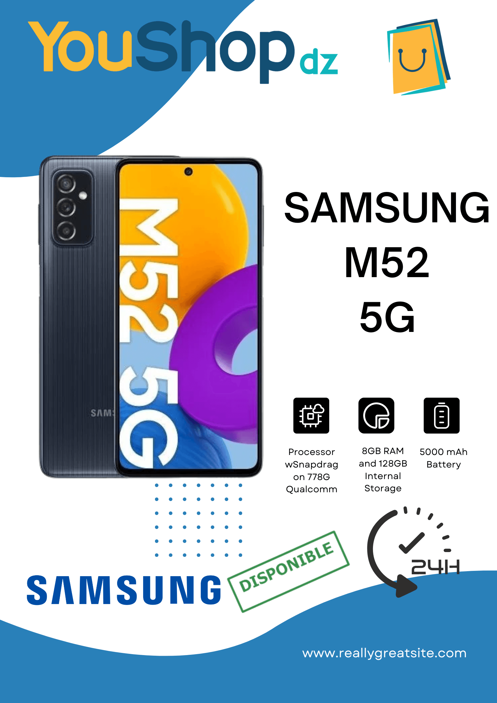 SAMSUNG GALAXY M52 5G (8/128) — YouShop DZ