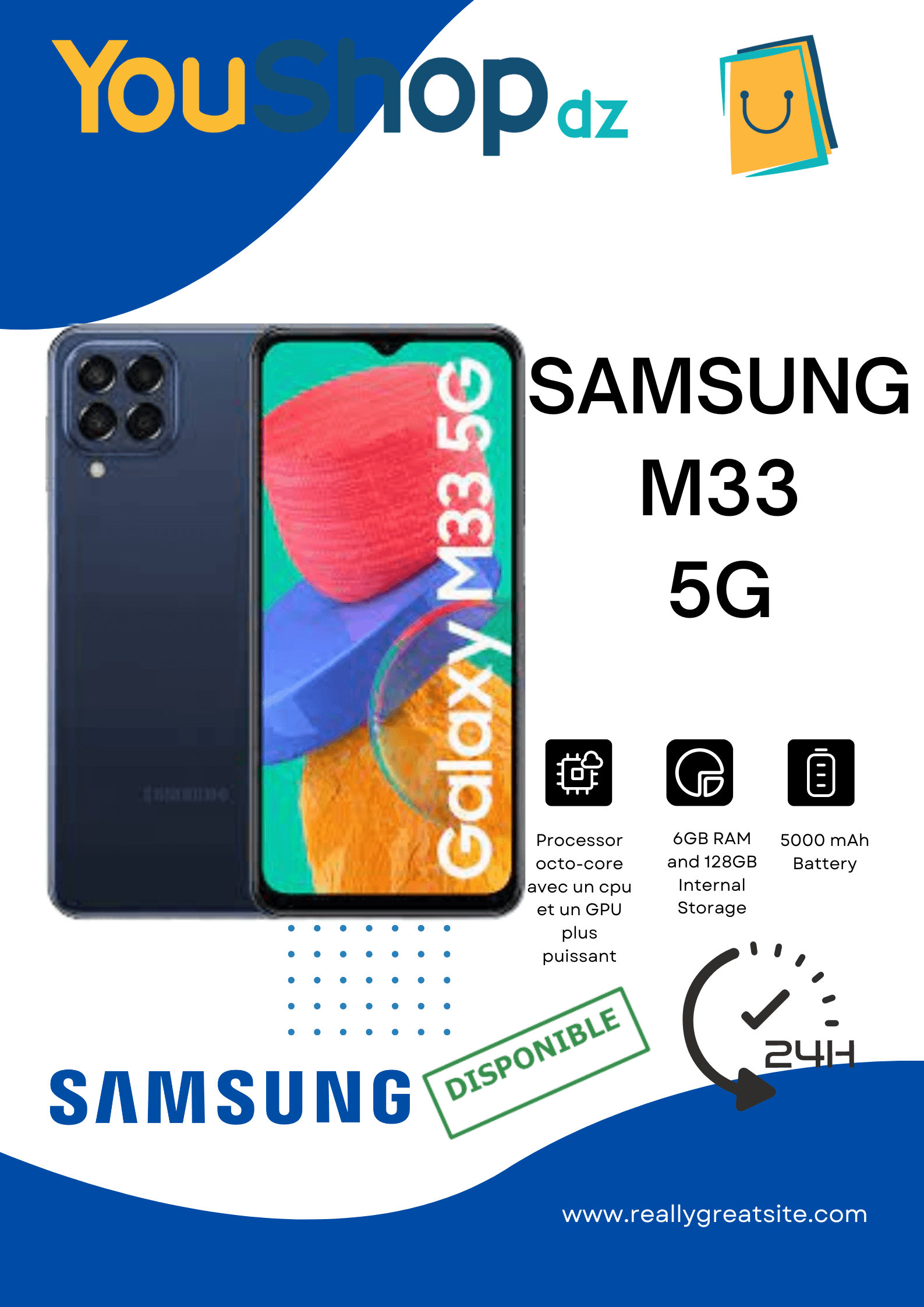 Smartphone-m33.png SAMSUNG GALAXY M33 5G 6/128 — YouShop DZ