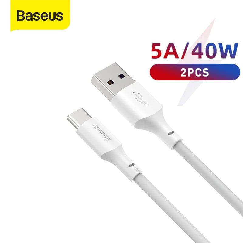 Baseus cable usb type-c 5A 150cm "2pcs" blanc — YouShop DZ