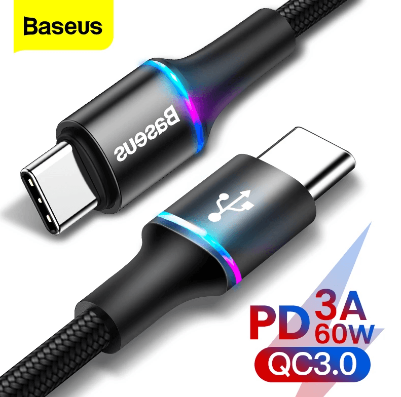 Câble Baseus USB-C vers USB-C 60W — Charge rapide PD 100cm / 200cm — YouShop DZ