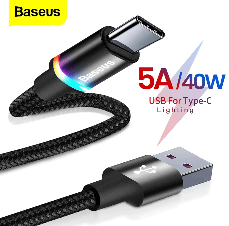 Baseus câble USB type-c Led 5A charge rapide 40W — YouShop DZ