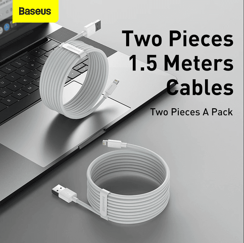 Baseus cable iphone 2.4A 2pcs blanc 150cm — YouShop DZ