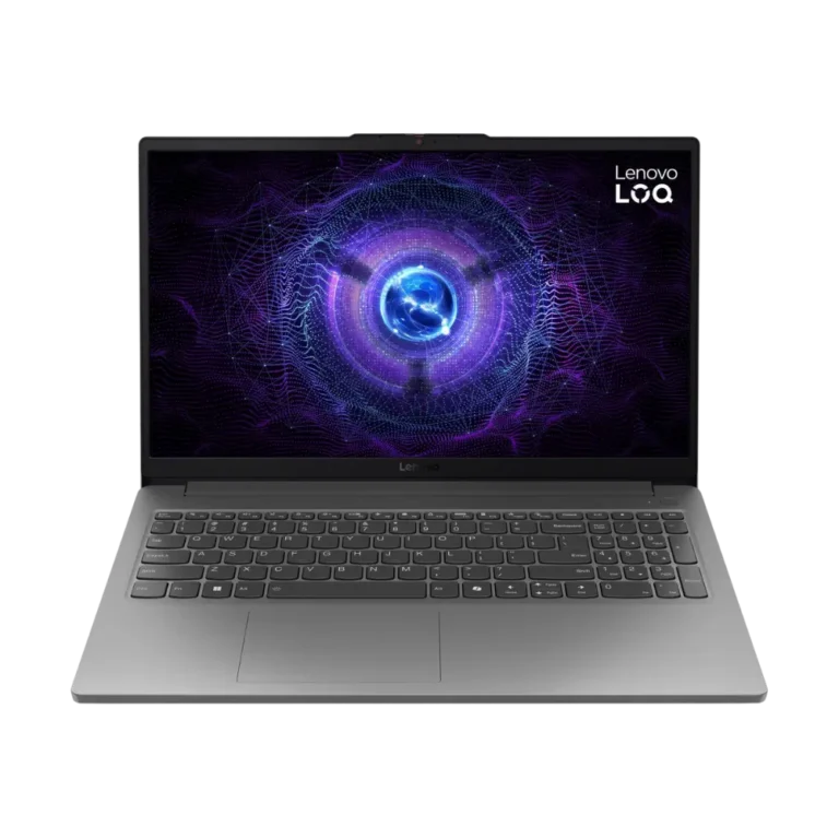 LAPTOP LENOVO LOQ RTX I7 I5 ALGERIE FACE Laptop Lenovo LOQ 15 vue de face avec écran ouvert — design moderne et épuré