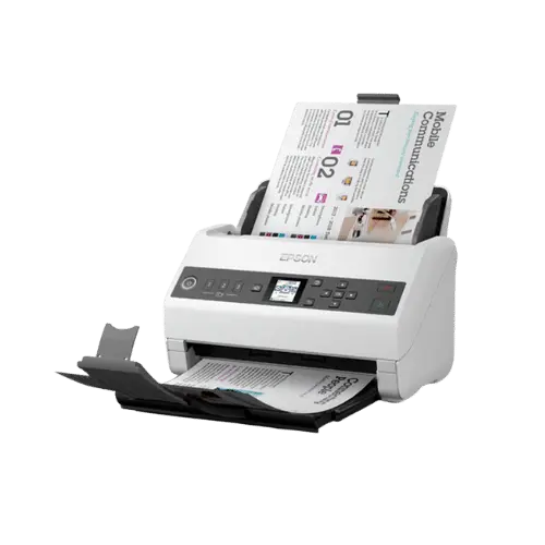 Epson WorkForce DS-730N laterale avec document Epson WorkForce DS-730N laterale avec document