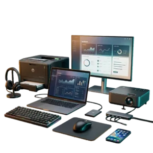 ensemble d'equipement informatique sur un bureau
