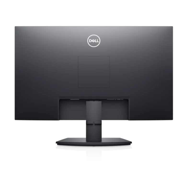 Face arrière complète de l'écran Dell E2722H montrant le logo Dell et le système de fixation