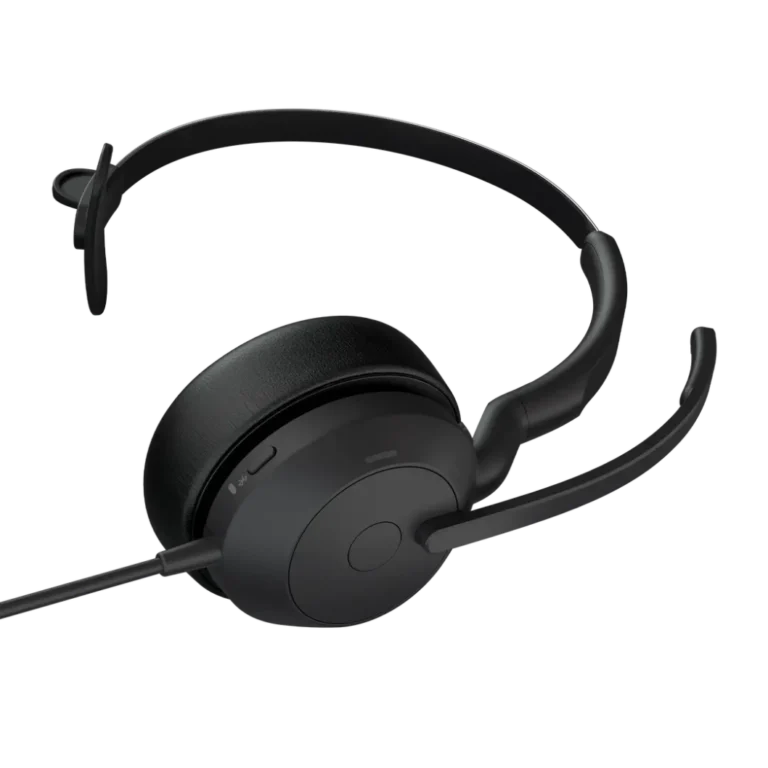 Evolve2 50 Mono algerie youshop-2 Détail de l'écouteur et du microphone antibruit du Jabra Evolve2 50 Mono, matériel informatique professionnel à Alger.