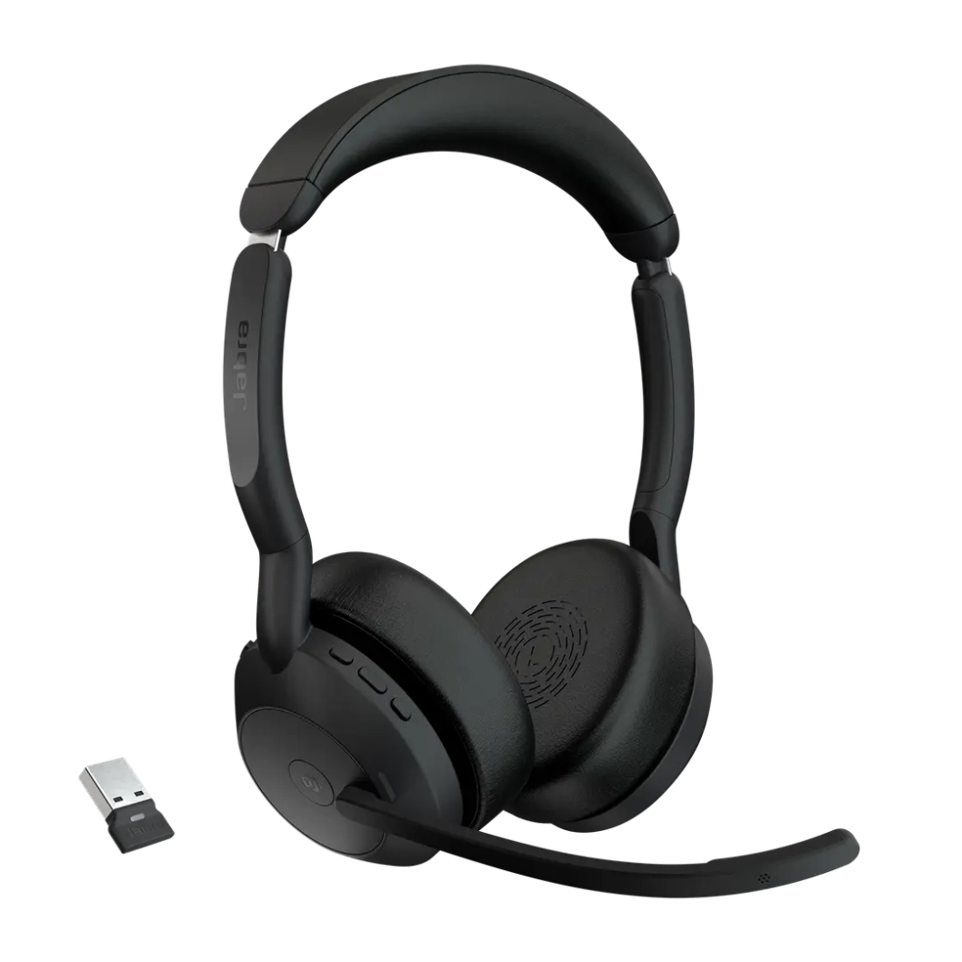 Evolve2 55 MS Casque Sans Fil Jabra youshop algerie-1 Casque sans fil Jabra Evolve2 55 MS avec adaptateur USB Bluetooth et micro perche.