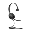 Jabra Evolve2 40 SE MS youshop algerie (1) Vue complète du casque Jabra Evolve2 40 SE MS avec microphone et câble USB