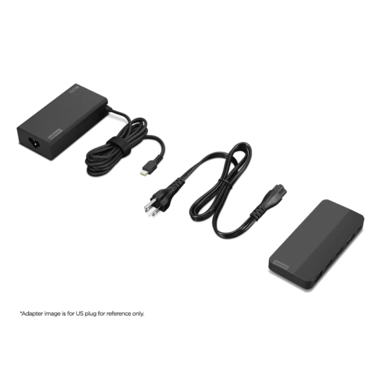 Lenovo USB-C Dual Display Travel Dock-2 Contenu boîte Lenovo 40B90100EU station adaptateur 100W et câbles