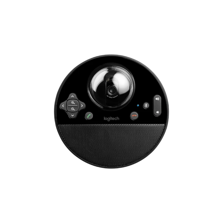 Base du haut-parleur Logitech BCC950 avec touches de contrôle d'appel face