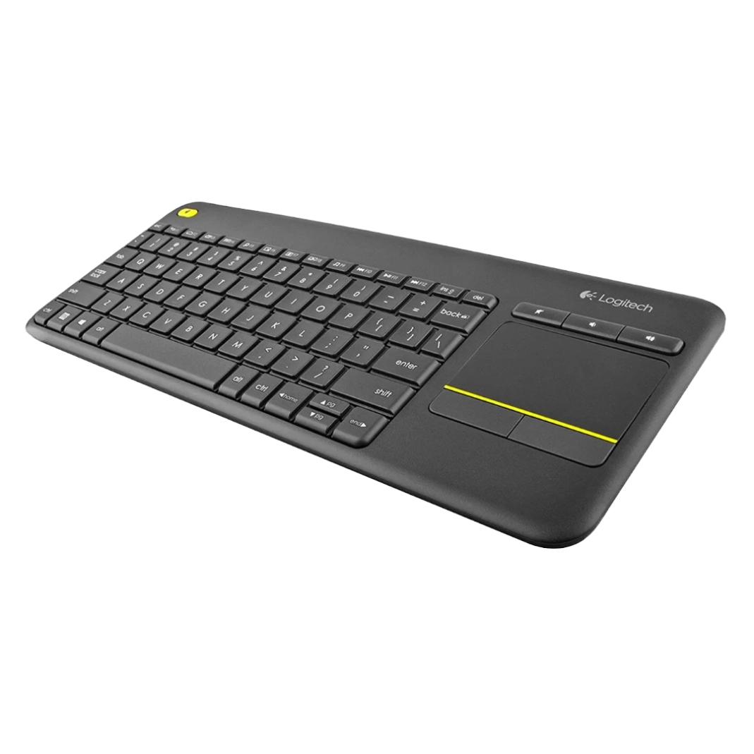 Logitech Wireless Touch Keyboard K400 Plus vue face laterale