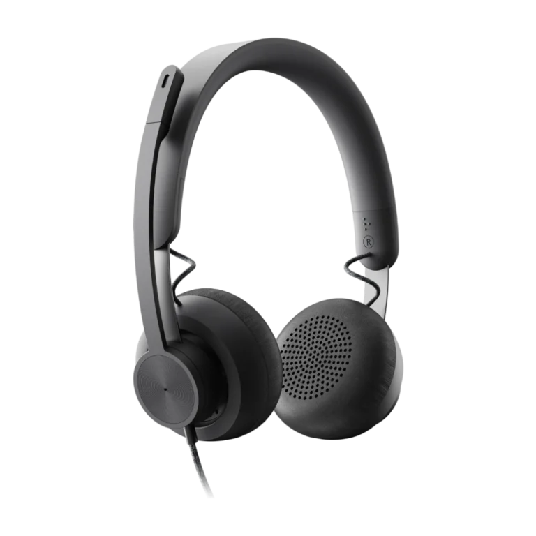 Logitech Zone Wired MSFT-4 Logitech Zone Wired MSFT vue laterale avec micro relevé