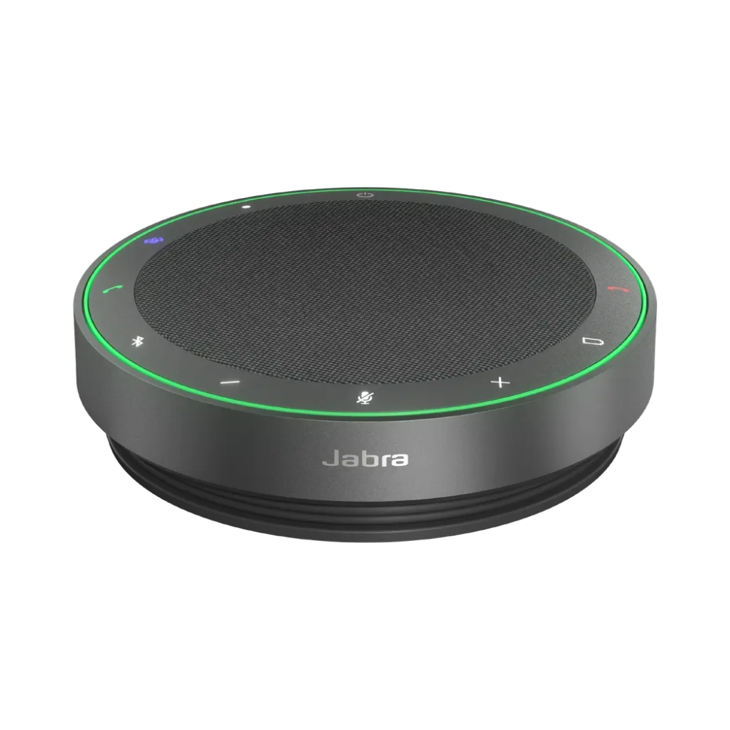 jabra Speak2 75 MS youshop algerie-2 Jabra Speak2 75 MS vue perspective de face avec anneau lumineux indicateur d'état activé YouShop Algérie.
