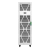 APC Easy UPS 3M 60kVA - Vue de face frontale APC Easy UPS 3M 60kVA E3MUPS60KHB1 onduleur triphasé tour blanche, vue de face, porte fermée, grilles triangulaires, écran LCD