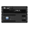 APC Smart-UPS SRT 20kVA SRTG20KXLI, panneau arrière mode rack: module batterie (disjoncteur bleu 63A) + onduleur (AP9641 NMC3, prise IEC, ports parallèles)