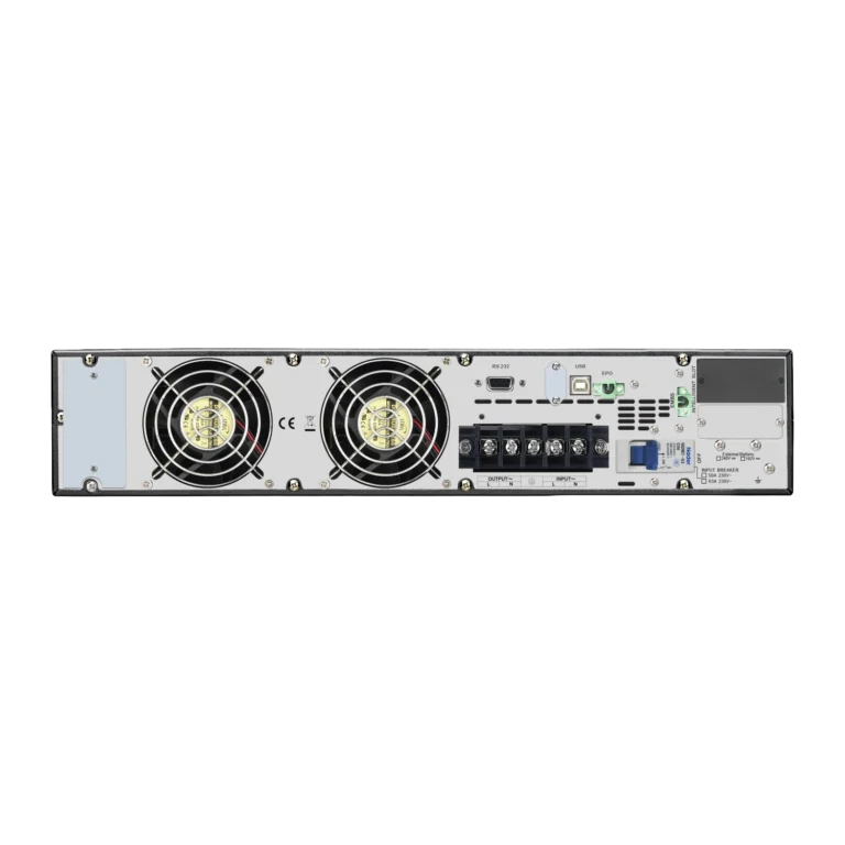 APC Easy UPS SRV10KRI vue arrière Onduleur APC Easy UPS SRV10KRI 10kVA vue arrière connectique