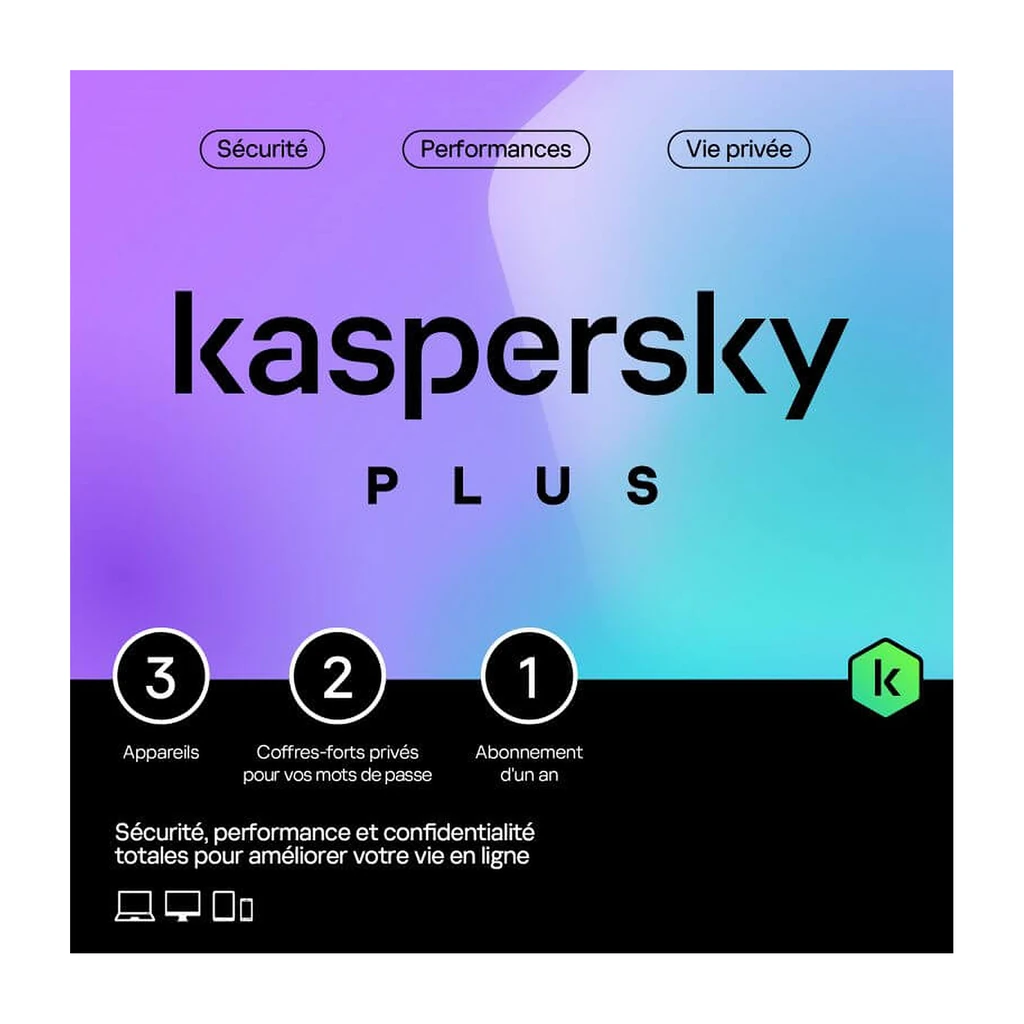 hunljt.webp Kaspersky Internet Security Plus — 3 postes 1 an avec VPN illimité — YouShop DZ