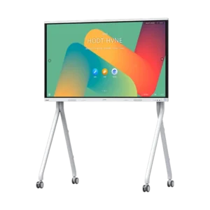 écran interactif Huawei IdeaHub B2 vue de face coté gauche avec support à roulettes