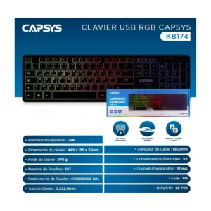 CAPSYS KB174 Clavier filaire USB RGB — YouShop DZ