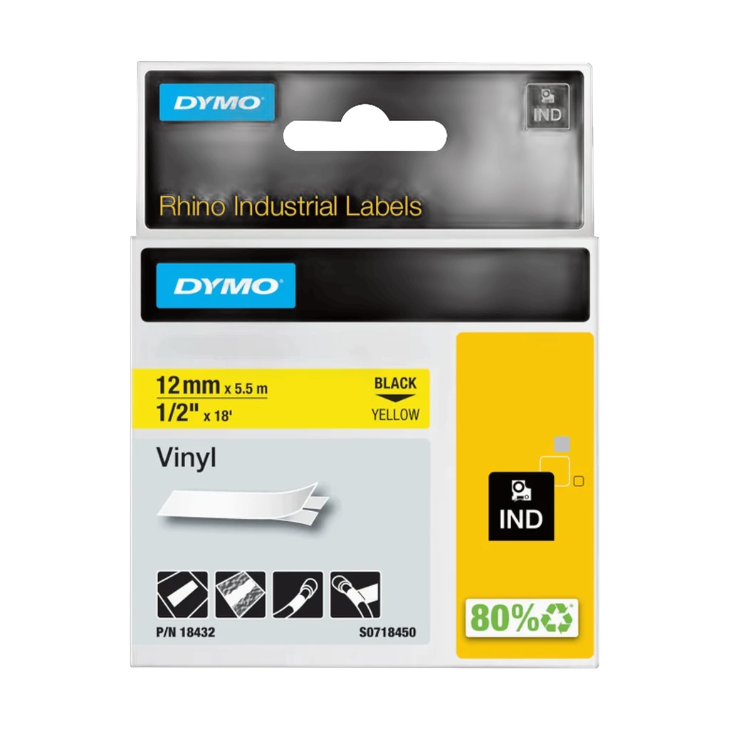 56yrph.webp Ruban etiquette DYMO Rhino vinyle 12 mm jaune S0718450 — YouShop DZ