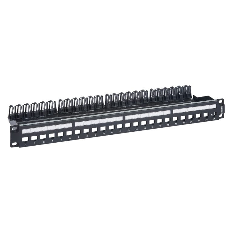 Panneau de brassage Legrand 24 ports RJ45 keystone à équiper 1U 19″